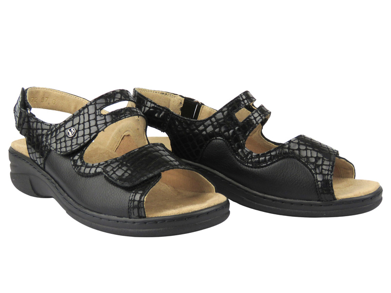 Dámské černé kožené sandály HELIOS Comfort 165