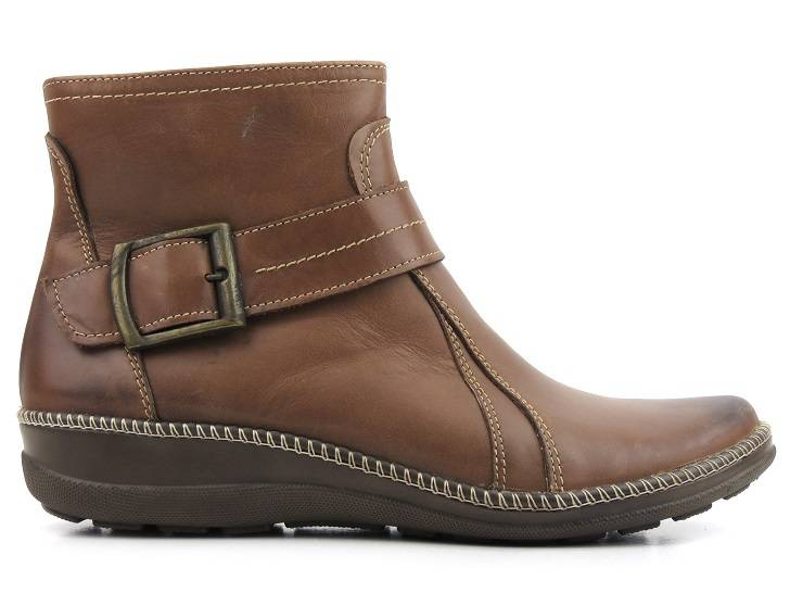 Dámské kožené kozačky - HELIOS Komfort 668, hnědé