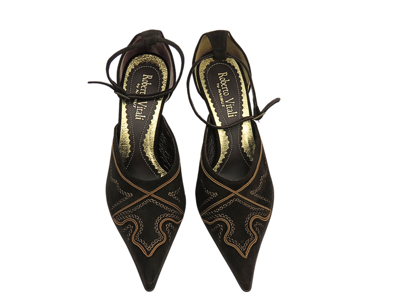 Čeština – Hnědé dámské lodičky z kůže – Roberto Vitali 449N7 Vintage