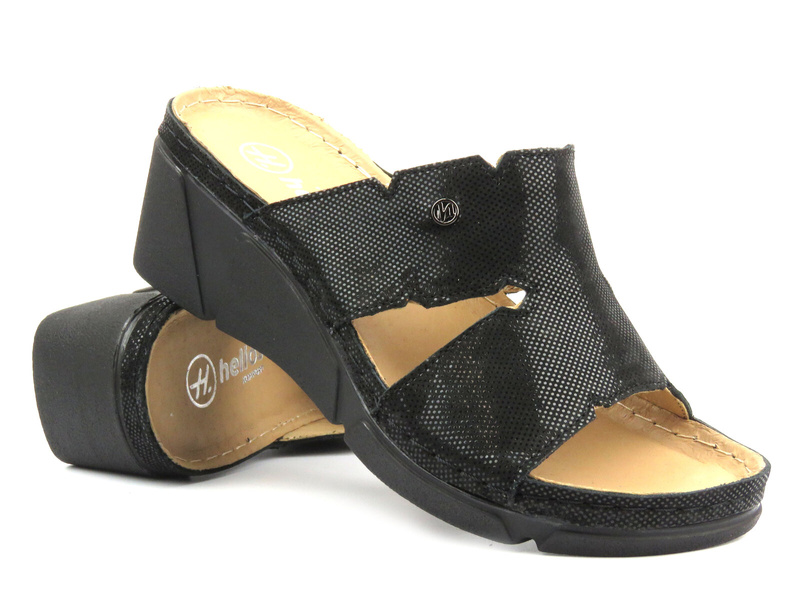 Pohodlné, měkké dámské žabky HELIOS Komfort 131, černé