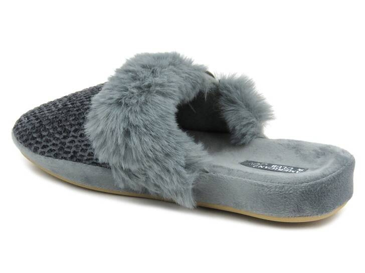 Teplé dámské pantofle - American Club SL06/23 šedé