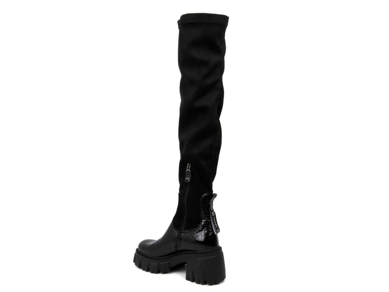 Vysoké dámské kozačky s lycrou - MACIEJKA 05260-01, černé