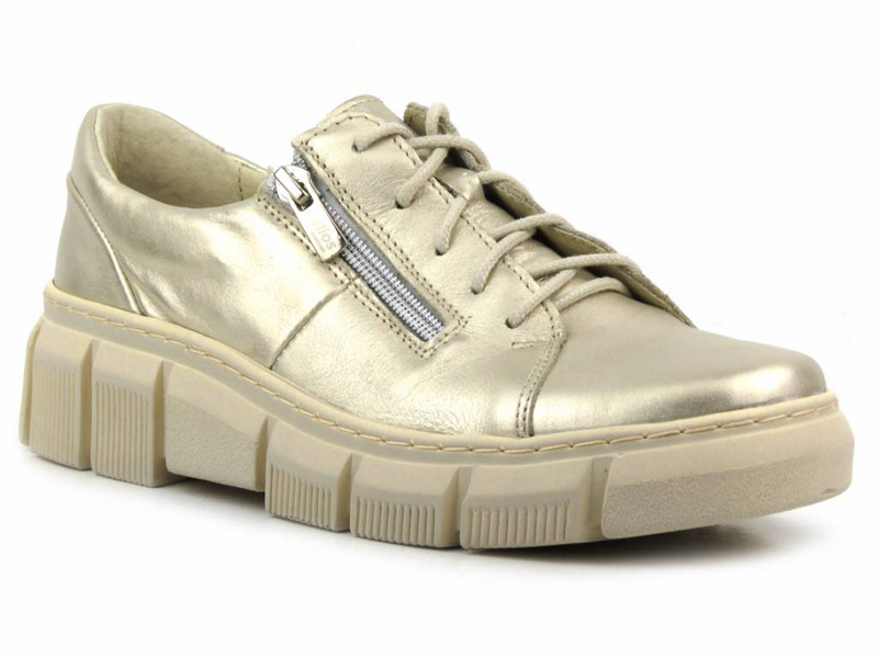 Kožené dámské boty polské značky - HELIOS Komfort 413, zlaté