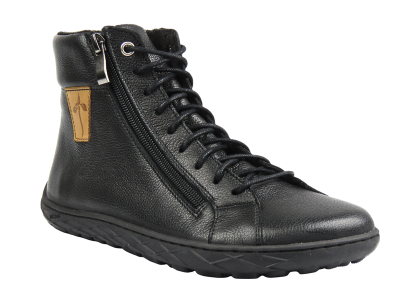 Dámské barefoot kožené minimalistické kotníkové boty Nika Komfort 1443, černá lícová kůže