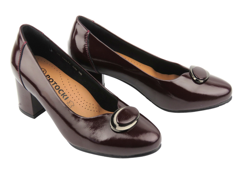 Elegantní dámské lodičky z přírodní kůže Potocki 26-19511, bordó