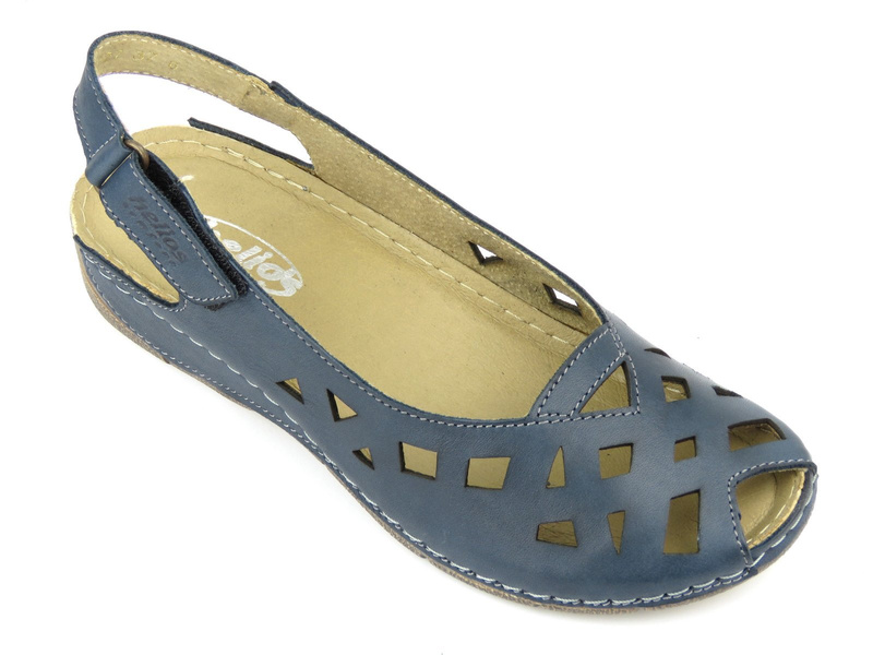 Dámské kožené sandály s výřezy - HELIOS Komfort 4027, tmavě modrá