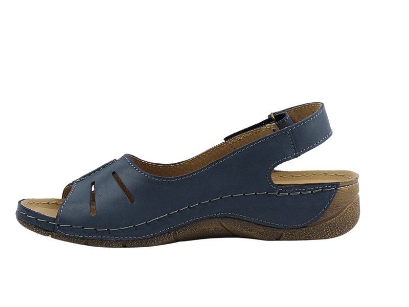 Kožené dámské sandály tmavě modré HELIOS Komfort 117