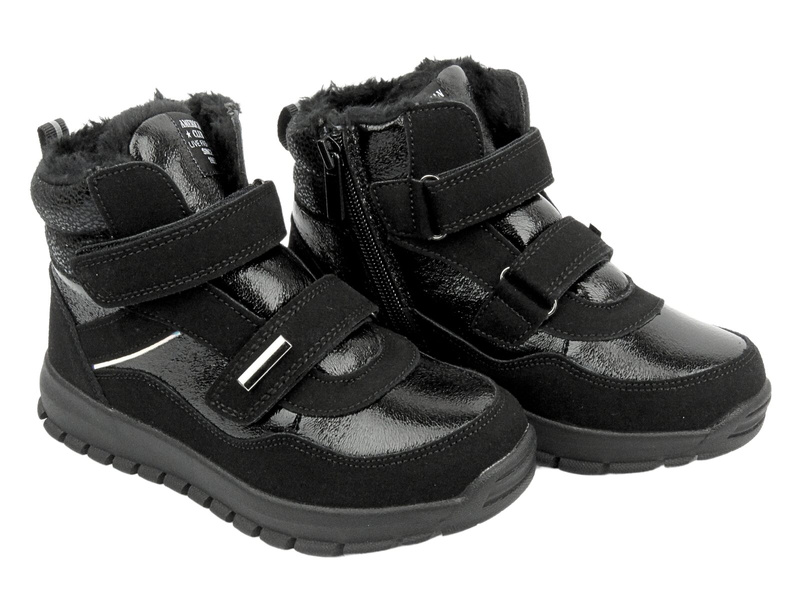 Sněhule, dětské boty na suchý zip AMERICAN CLUB ES 142/23, černé