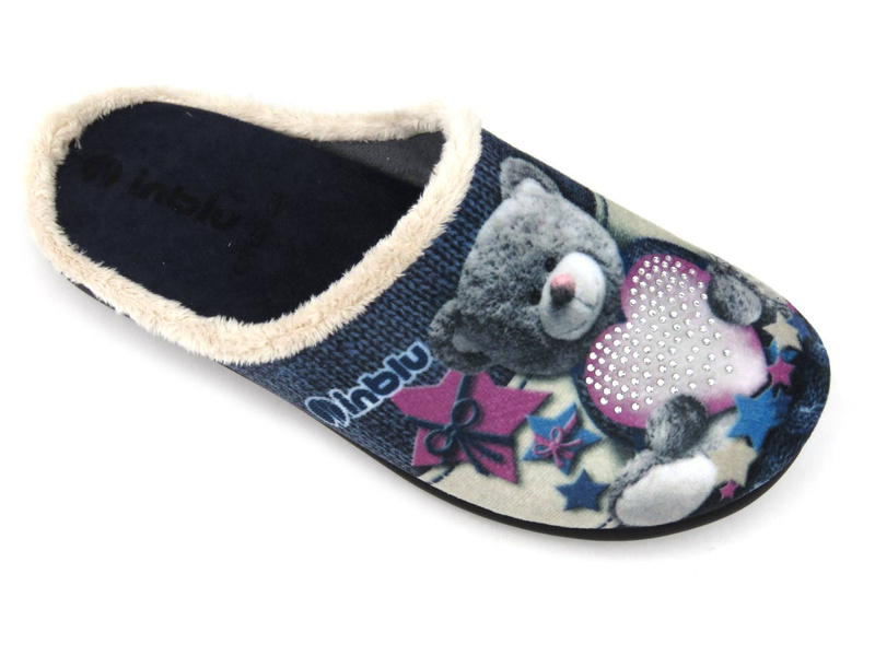 Měkoučké dámské pantofle s medvídkem - INBLU 155D210, modré