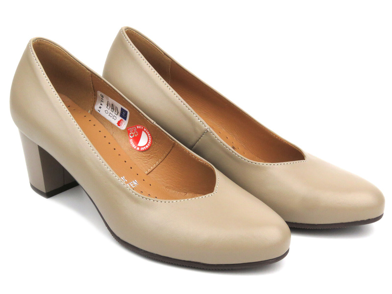 Kožené lodičky na vysokém podpatku - GALANT 905/1, béžové