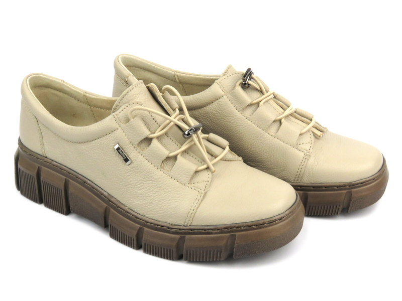 Dámské polobotky z přírodní kůže - Helios 407, ecru