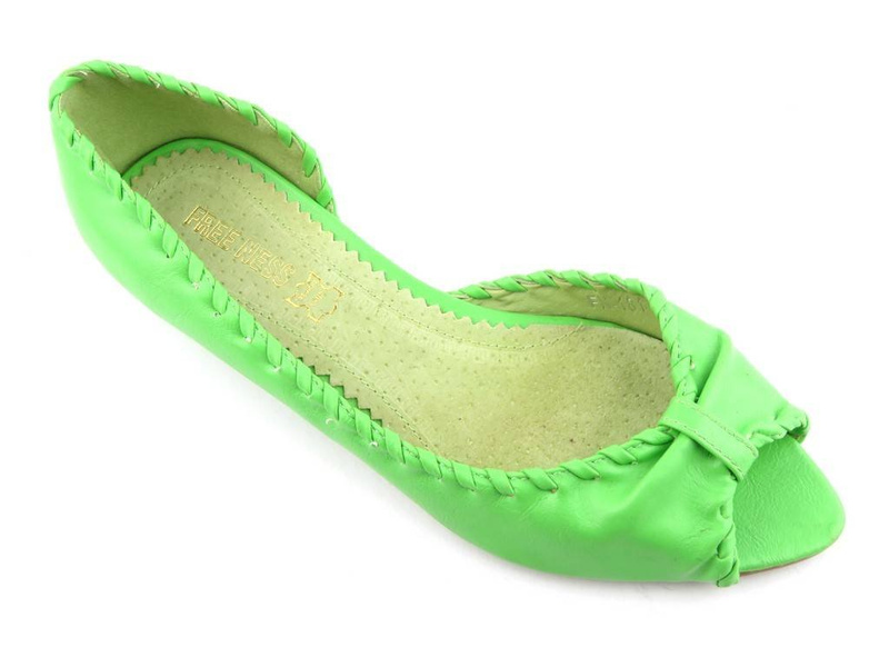 Lodičky na nízkém podpatku, balerínky - Free Ness FN-181, zelené