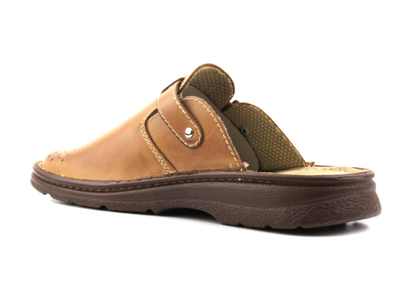 Kožené pánské pantofle polské značky HELIOS KOMFORT 011 béžové barvy