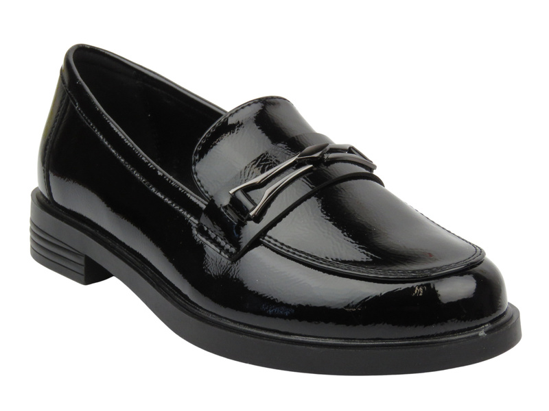 Lakované dámské mokasíny, loafers Potocki 25-12555, černé