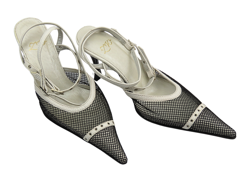 Čeština – Dámské lodičky na podpatku s průsvitnou síťovinou – Zygmunt 290 bílé