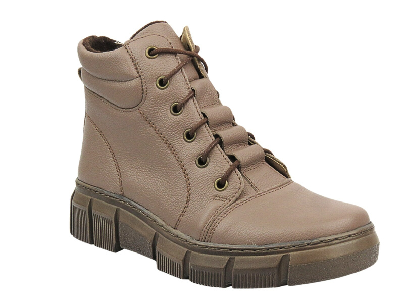 Dámské fleecové boty - HELIOS Comfort 562S Brown - zapínání na zip