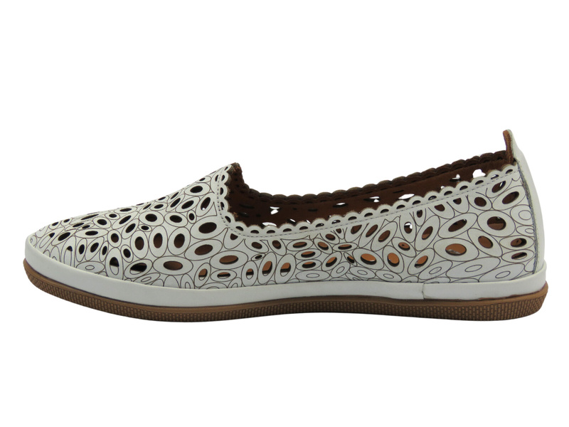 Bílé dámské kožené polobotky od polské značky Nika Komfort H-477