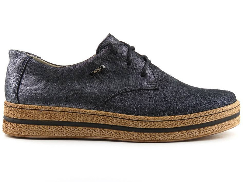 Lehké dámské boty s copánkovou podrážkou - Helios Komfort 380, černé se třpytkami