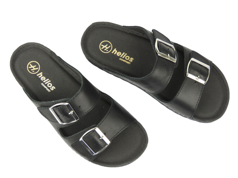 Dámské kožené pantofle s nastavitelnými popruhy HELIOS Comfort 169, černé