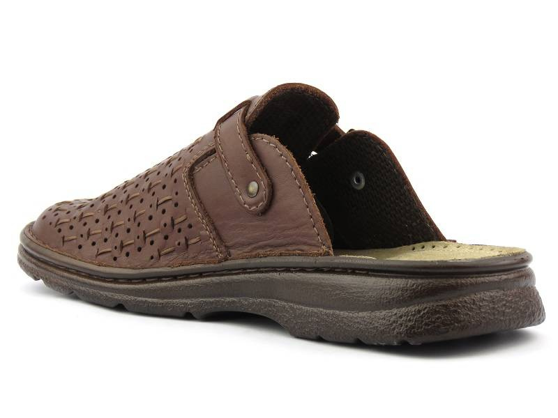 Pánské žabky s ažurem, nastavitelný svršek - HELIOS Komfort 807, hnědá 2