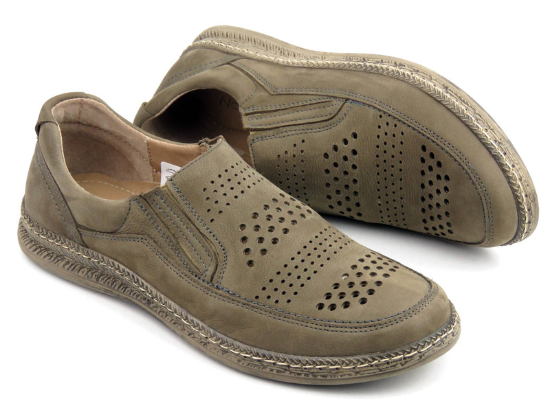 Pohodlné, kožené pánské boty na jaro a léto - Wasak 0116, šedá