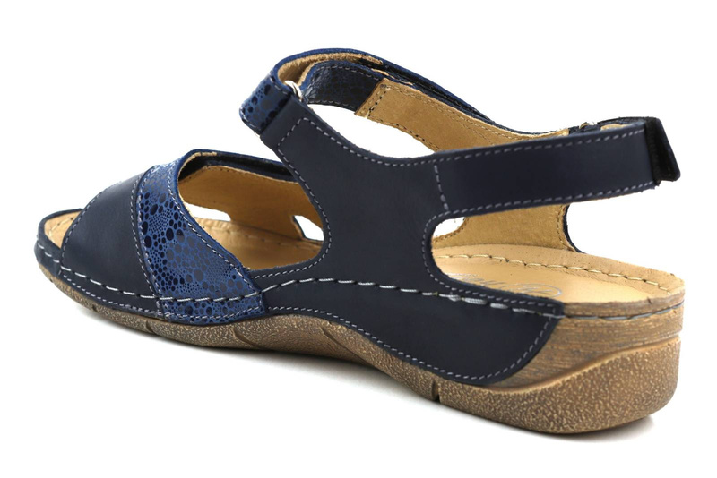 Pohodlné dámské kožené sandály - HELIOS Komfort 106, tmavě modrá