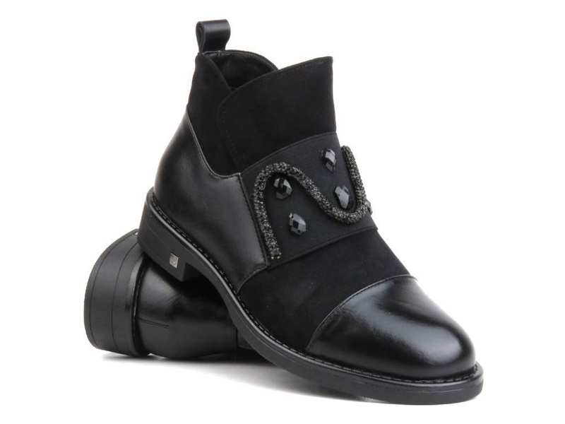 Zateplené dámské kotníkové boty - Potocki 23-12213, černé