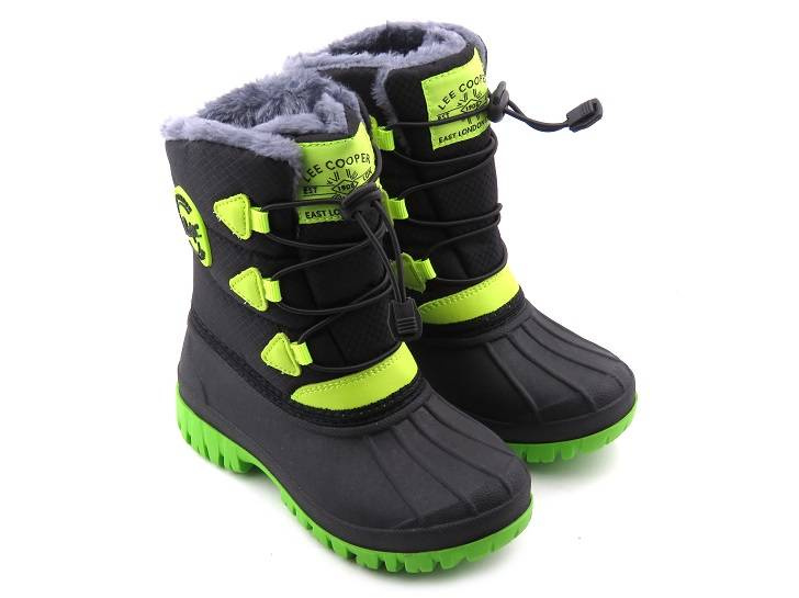 Dětské sněhule s manžetou - LEE COOPER LCJ-21-44-0519K, černá se zelenou