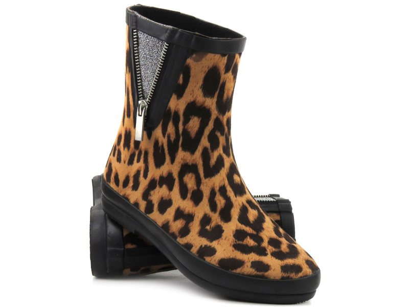 Dámské gumové kotníkové boty, Potocki Chelsea boots, 23-36062, leopardí potisk