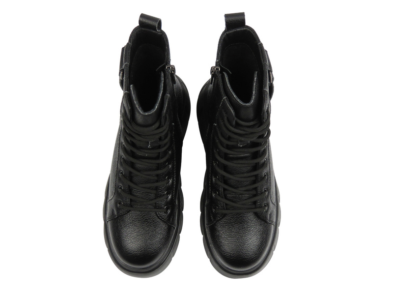 Dámské kožené kotníkové boty černé Cambell 25-19339