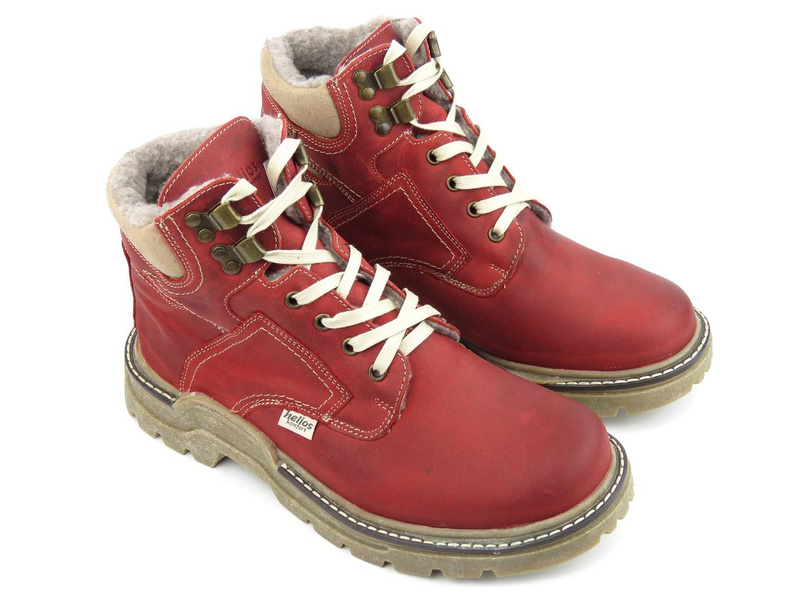 Pánské kožené boty zateplené vlnou - HELIOS Komfort 816, červené