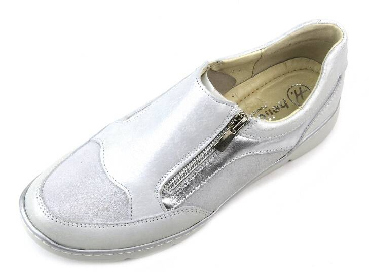 Lehká pohodlná dámská obuv na zip - Helios Komfort 391, stříbrná