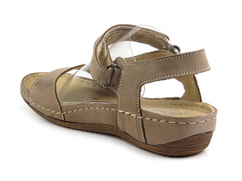 Kožené dámské sandály polské značky HELIOS Komfort 249, béžové