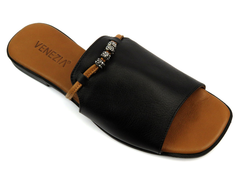 Dámské kožené žabky s plochou podrážkou - VENEZIA LUBE 334116, zlatá