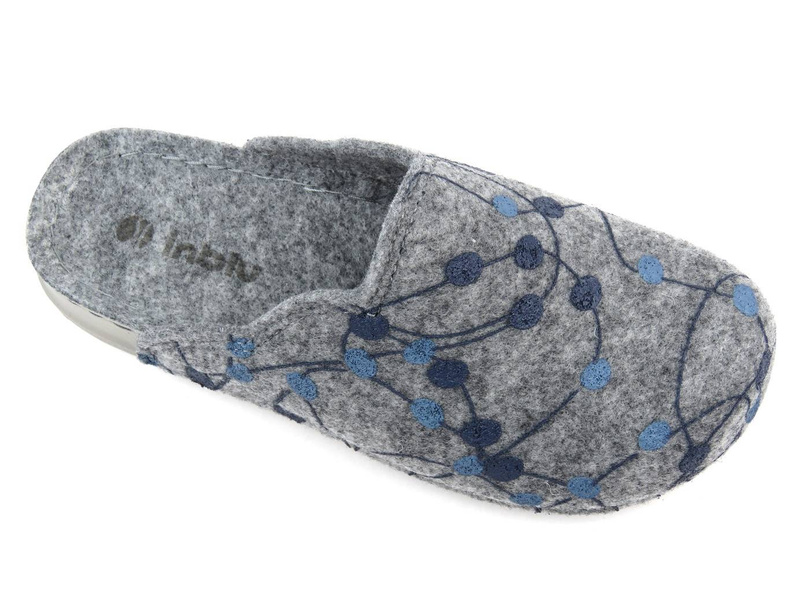 Dámské plstěné pantofle Inblu UA-35, šedé s puntíky