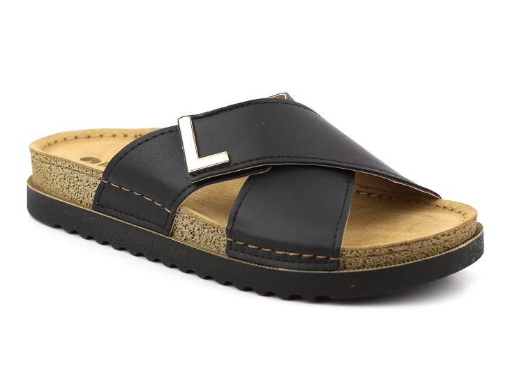 Dámské žabky s koženou vsadkou - Inblu DJ-09, černé