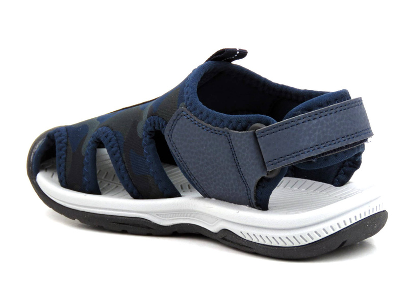 Dětské a mládežnické sandály s uzavřenou špičkou - WOJTYŁKO 22311, tmavě modrá, maskáč