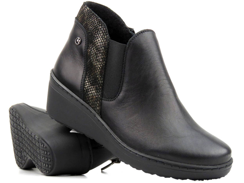 Elegantní dámské kozačky na klínku - HELIOS Komfort 596, černá 2