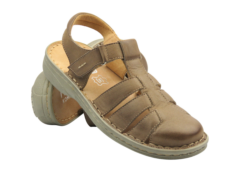 Kožené dámské sandály béžové Nika Komfort 1426