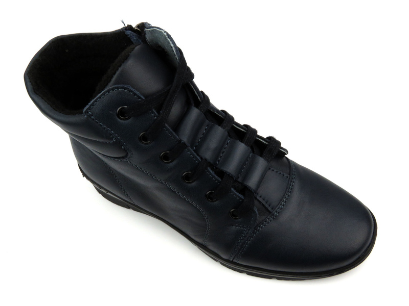 Dámské sportovní kotníkové boty z přírodní kůže - HELIOS Komfort 562, tmavě modré