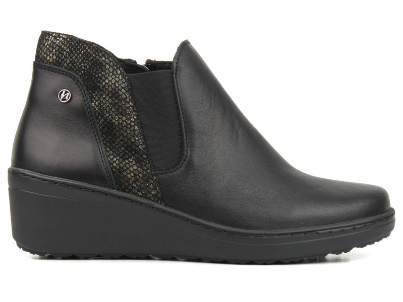 Elegantní dámské kozačky na klínku - HELIOS Komfort 596, černá 2