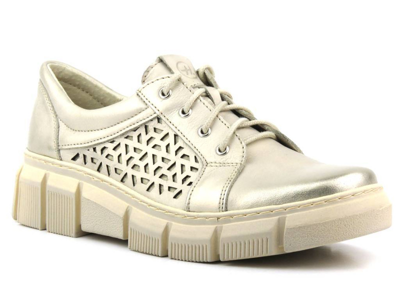 Pohodlná dámská kožená obuv - Helios Komfort 375S, zlatá