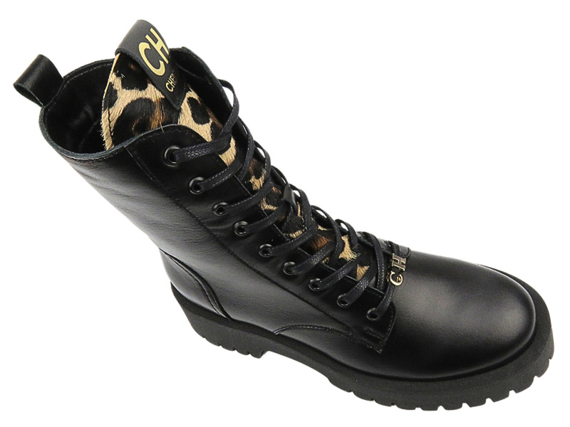 Dámské kožené boty - CheBello 4587 Black with Zipper 