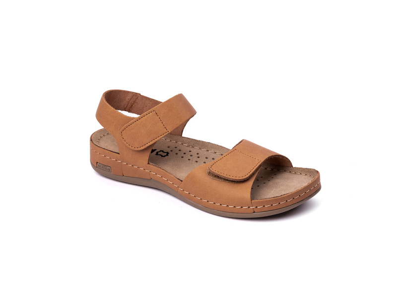 Sportovní dámské sandály se třemi pásky na suchý zip - HELIOS Komfort 205, světle béžová