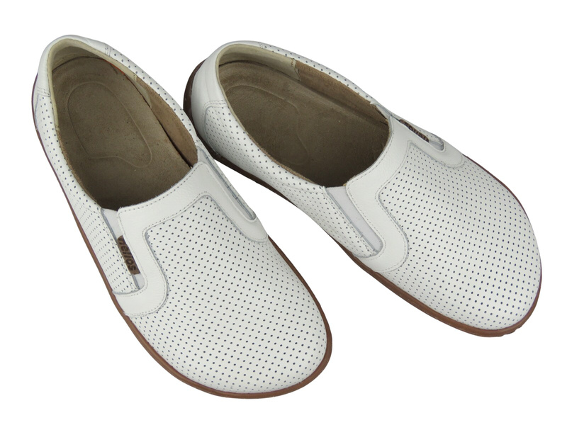 Pohodlné dámské barefoot polobotky z přírodní kůže Helios Komfort 468, bílé