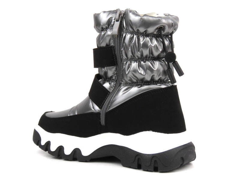 Teplé dětské sněhule - MISS E 23DZ23-6578, šedé a černé