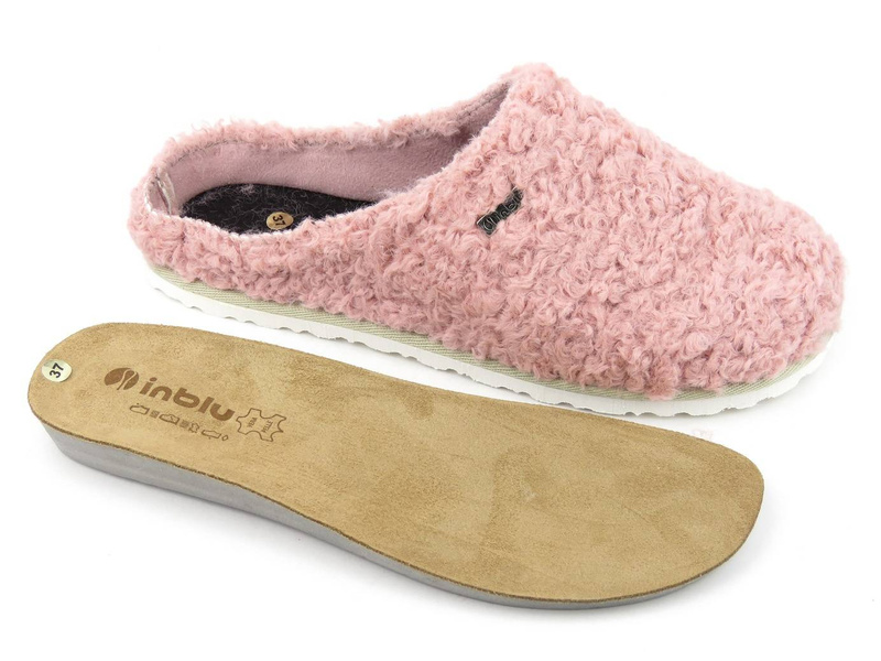 Dámské pantofle s koženou, vyjímatelnou stélkou - INBLU CS-33, růžové