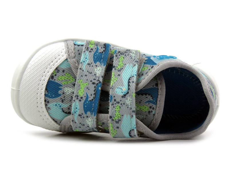 Dětské pantofle na suchý zip - BEFADO 907P156, šedé s dinosaury