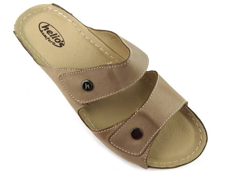 Dámské kožené žabky s úpravou - HELIOS Komfort 232, béžová