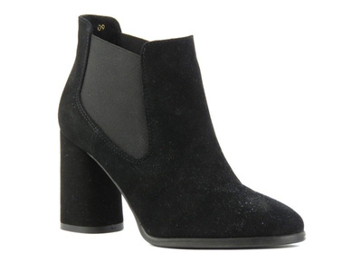 Dámské kožené chelsea boty na vysokém podpatku - Conhpol Bis V3751, černé